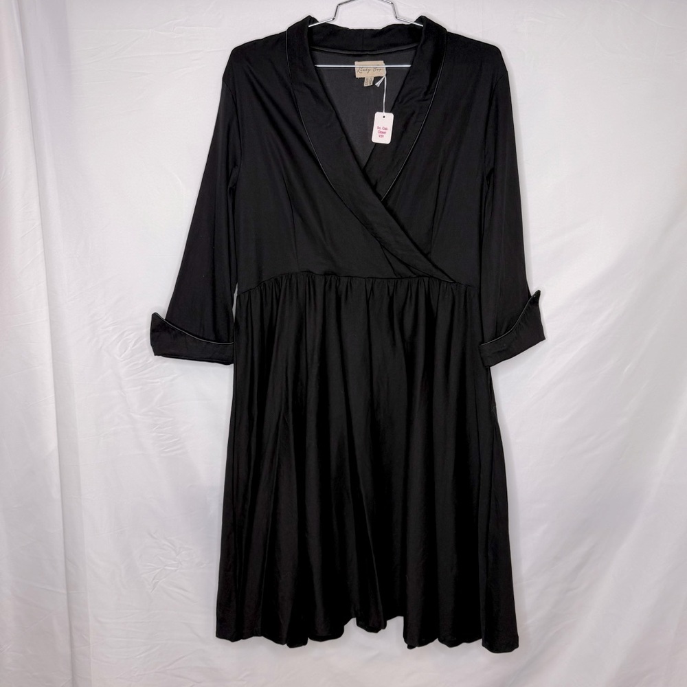Lindy Bop Vivi Style 3/4 Sleeve Black Dress- No Belt